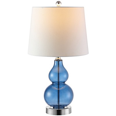 Dynamic Blue and Chrome Gourd Glass Table Lamp Set
