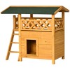 Pawhut Outdoor Cat House, 2-story Shelter For Feral Cats, Wooden Kitten ...