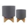 Okak Ceramic Pots for Plants Flower with Wooden Base Plants Planter for Flowers, Vegetables, Herbs, 5"/8"/10" - 2 of 4