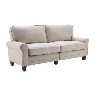 Copenhagen Light Gray 78" Microfiber Sofa with Rounded Arms and Removable Cushions