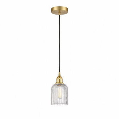 Bridal Veil - 1 Light Cord Hung Mini Pendant In Art Deco Style-9 Inches Tall and 5 Inches Wide