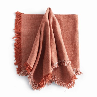 Plum & Post Aura Dinner Napkins - Rust - Pre-Washed Cotton - 4pc