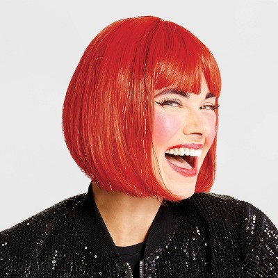 Adult Shimmer Bob Halloween Wig (Red with Red Tinsel) - Hyde & EEK! Boutique™