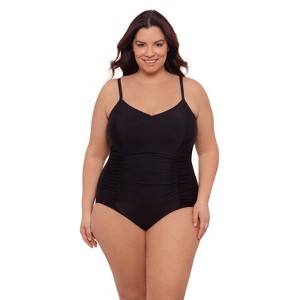 Aqua Green, Women's Princess Seam Shirred One Piece - 1 of 3