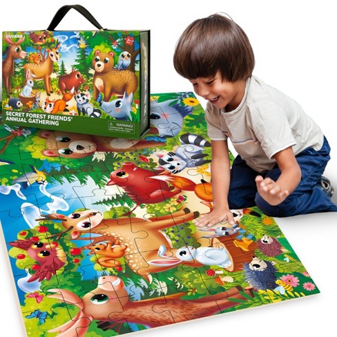 Giant Floor Puzzles For Kids Ages 4-6 - 2x3 Feet 48 Piece Puzzles for Toddlers 3-5 - Large Educational Kids Puzzles Ages 2-4 - Forest - image 1 of 4