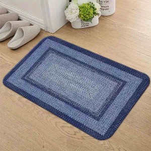 Chery Life Rectangular Printed Floor Mat, Denim Blue Braided Area Rug, For Indoor Use - 1 of 4