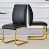 Akoasm Modern Upholstered High Toughness PU Arch Dining Chair Study Chair With Arched Metal Gold Leg Set of 2 For Hotel Living Room & Bedroom-Black - 4 of 4