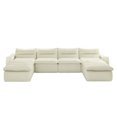 TiramisuBest Modular Right Sofa Seat–L-Shaped Lazy Floor Couch,Compressed Beanbag-Style Sofa with Ergonomic Design,No Assembly Required–Beige