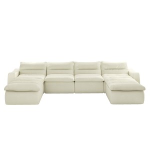 TiramisuBest Modular Right Sofa Seat–L-Shaped Lazy Floor Couch,Compressed Beanbag-Style Sofa with Ergonomic Design,No Assembly Required–Beige - 1 of 4