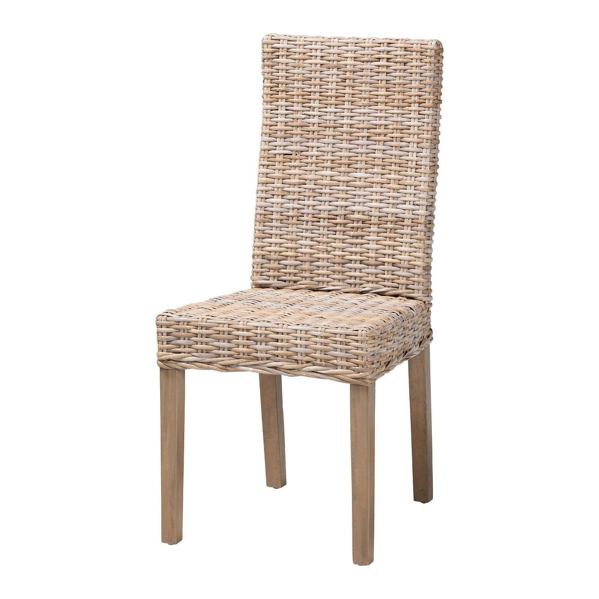 bali & pari Nevina Rattan and Mango Wood Dining Chair Kubu Gray/Rustic Taupe - thumbnail 2