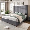 AMERLIFE Size 62" Corduroy Upholstered Bed Frame Extra Tall Wingback Headboard - 2 of 4