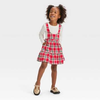 Kmart Little Girls Red White Black Plaid Dress With Leggings Combo