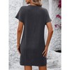 Women's Short Sleeve Dress Round Neck Casual Pocket Sundress Summer Dress - 2 of 4