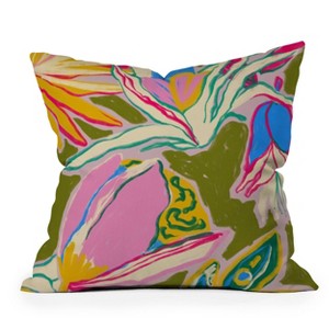 Sandrapoliakov Tropical Garden Square Throw Pillow Green - Deny Designs - 1 of 4