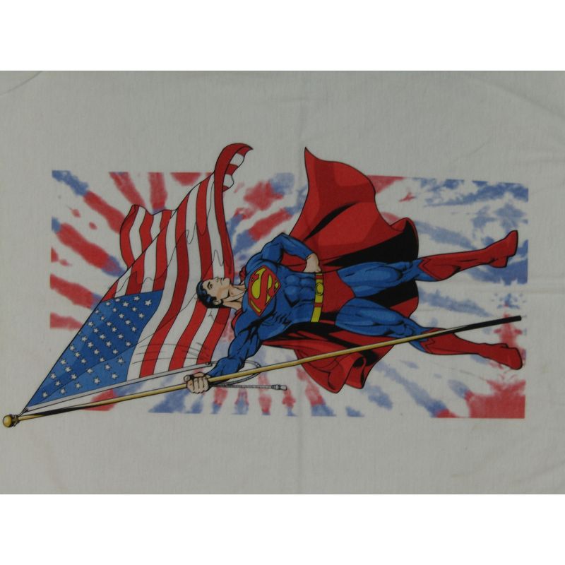 Superman DC Comic Superhero American Flag Mens White Graphic Tee, 2 of 3