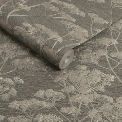 Boutique Indulgence Taupe and Gold Floral Non-Woven Wallpaper