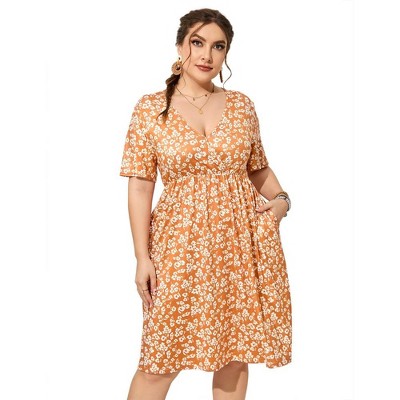 LXT-Plus Size Summer Dress Women's  A-Line Swing Floral Party Midi Dresses