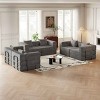 6 Seater Folding Sofa Bed for Living Room or Bedroom, Convertible Sofa with Cushions and Storage Pockets, Corduroy Fabric Sofa-Coolbibila - 2 of 4