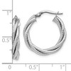 Black Bow Jewelry 3.5mm Triple Twisted 14k White Gold Round Hoop Earrings, 21mm - 4 of 4