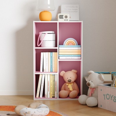 HOMLUX 5 Cube Storage Bookshelf Kids Toy Organizer Horizontal Vertical, Pink