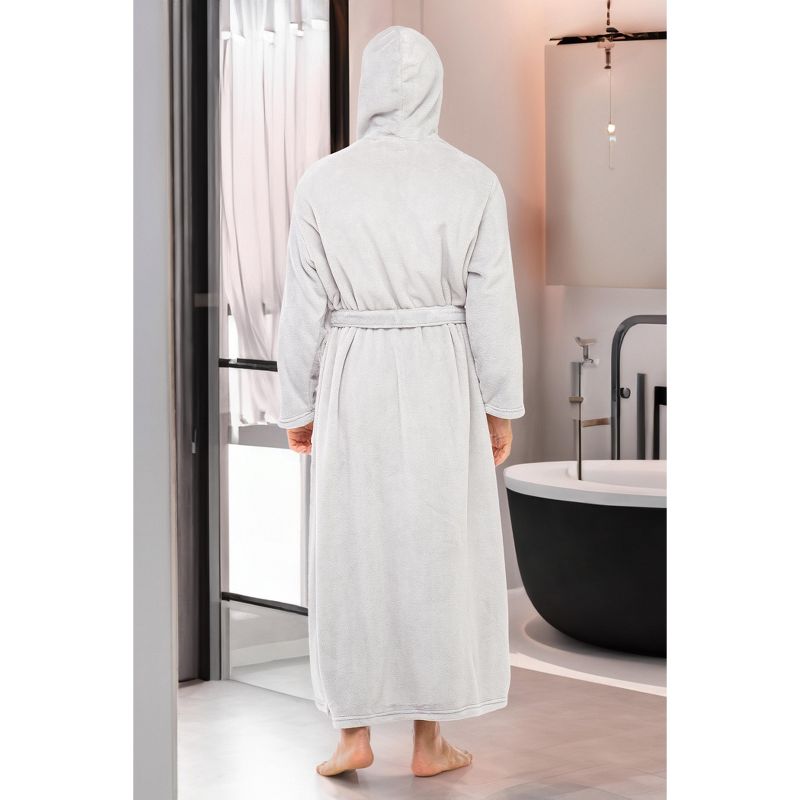 Men's Classic Winter Robe, Full Length Hooded Bathrobe, Cozy Plush Fleece, 5 of 9