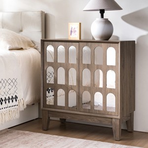 29.5" Mid-Century Modern Accent Sideboard Cabinet with Mirrored Arched Doors for Entryway Living Room-3irtyhousy - 1 of 4