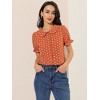 INSPIRE CHIC Women's Elegant Puff Sleeve Polka Dots Peter Pan Collar Vintage Shirt Top - 3 of 4