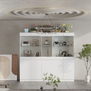Famapy Modular Kitchen Pantry Cabinet with Light & Glass Doors - 1 of 4