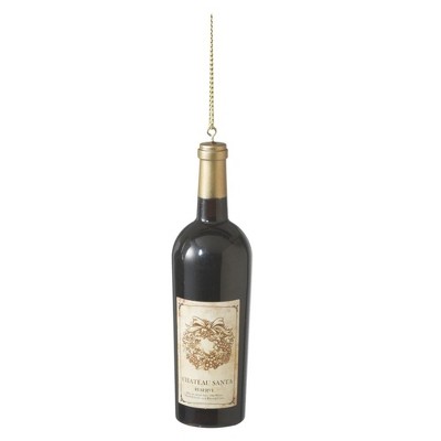 Ganz 4.25" Tuscan Winery "Chateau Santa" Wine Bottle Christmas Ornament - Black/Gold