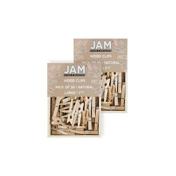 JAM Paper Wood Clip Clothespins Medium 1 1/8 Inch Natural Brown Clothes Pins 2230719108A