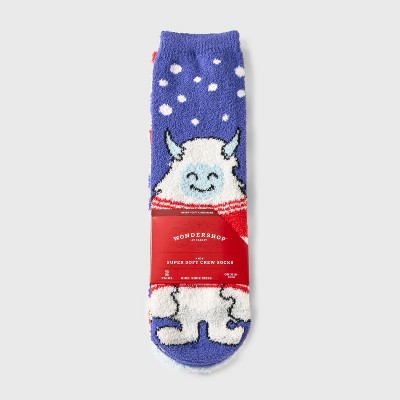 Kids' 2pk Cozy Yeti Socks with Gift Card Holder Packaging - Wondershop™ Violet 