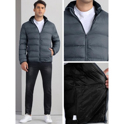 Lars Amadeus Men's Winter Lightweight Detachable Padded Hood Puffer Jackets Gray Small — фото 4