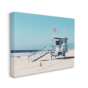 Stupell Industries Blue Lifeguard Stand at Coastline American Flag - 1 of 4