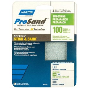 Norton ProSand 4-1/2 in. L X 4-1/2 in. W 100 Grit Aluminum Oxide Sanding Sheet 4 pk - 1 of 1