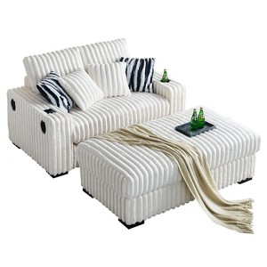 Vynxaria Loveseat with Ottoman and 4 Toss Pillows Built-in Cupholder, Wireless Charging/2 USB Ports, Bluetooth Speaker - 1 of 4