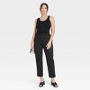 Women's High-Rise Slim Straight Fit Ankle Pull-On Pants - A New Day™ Black Pinstriped - image 3 of 3