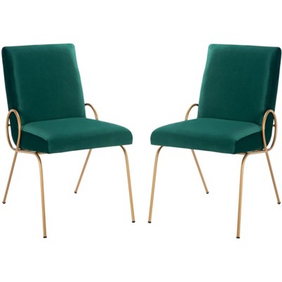 Fanlia Side Chair - ACH6207A - Set of 2 - Emerald/Gold - Safavieh