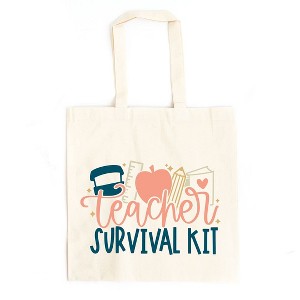 City Creek Prints Teacher Survival Kit Canvas Tote Bag - 15x16 - Natural - 1 of 2