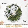 30" Christmas Wreath, Lighted Large Outdoor Christmas Door Wreath with Silver White Balls for Front Door Fireplace Window Holiday Home Decor - 4 of 4