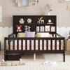 KWPZQEB Platform Bed with Chalkboard, Montessori Floor Bed with Safety Guardrails & 2 Drawers, Low Bed with Open Shelves for Girls and Boys - 2 of 4