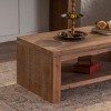 Rectangular Solid Wood Coffee Table with Storage Shelf,2-Tier Living Room Center Table for Apartments & Offices- Maison Boucle - 3 of 4