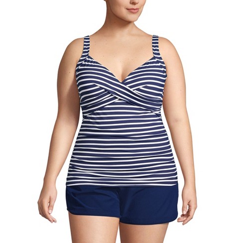 Lands' End Women's Plus Size Chlorine Resistant Wrap Underwire Tankini ...