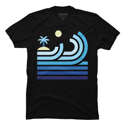 Men's Design By Humans Cool Waves On a Lonely Beach By quilimo T-Shirt
