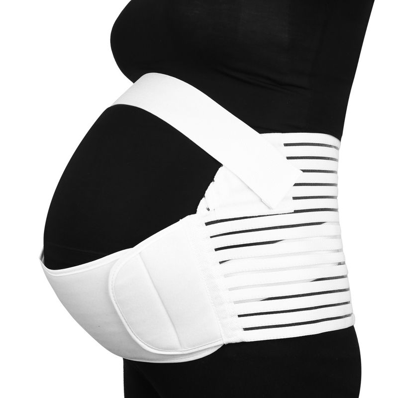 Unique Bargains Maternity Support Belt Pregnancy Waist Abdomen Belly Back Brace Band White, 2 of 9