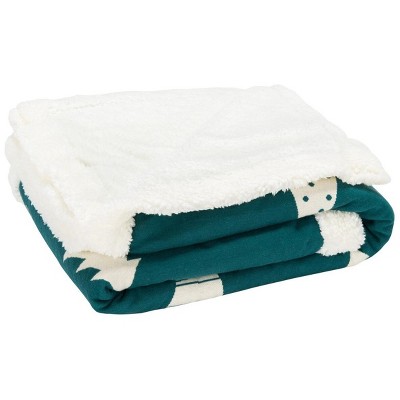 Green Cotton Sherpa Throw with Christmas Trees
