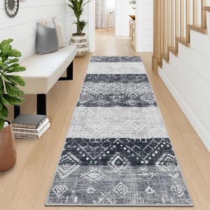 Washable Area Rugs Vintage Floor Mat with Non-Slip Backing - 1 of 4