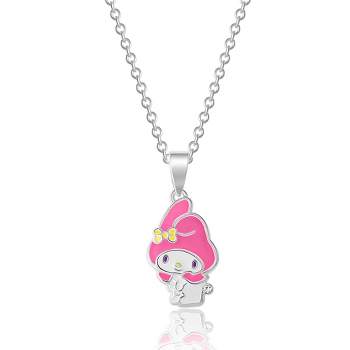 Sanrio Hello Kitty Brass Silver or Gold Plated Enamel Necklace - 18'' Chain, Officially Licensed Authentic