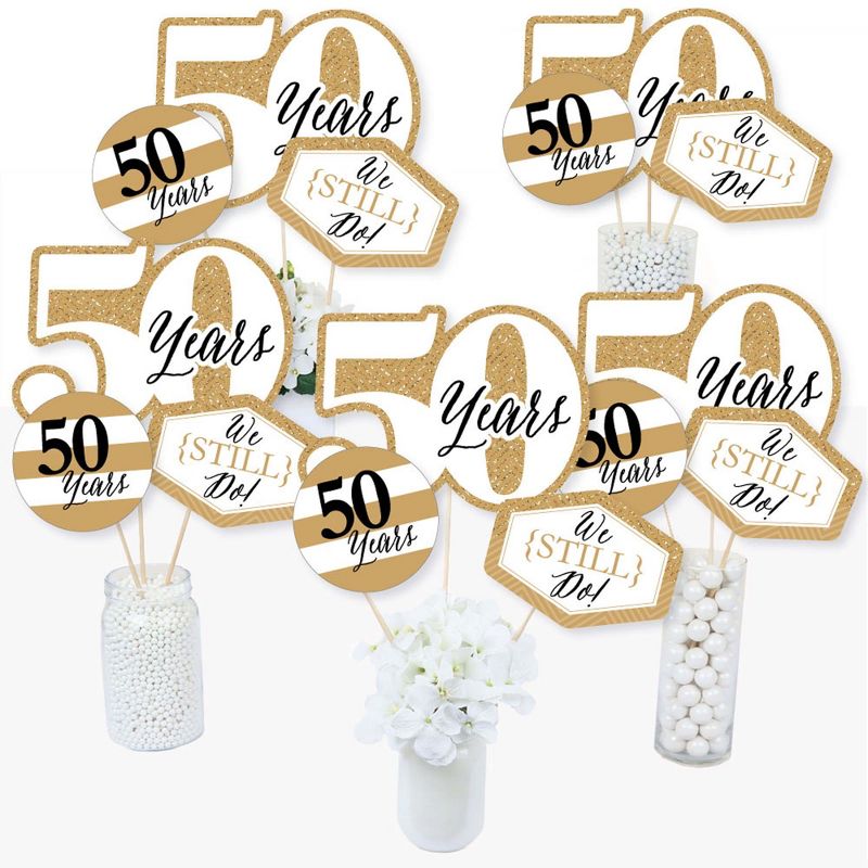 Big Dot of Happiness We Still Do - 50th Wedding Anniversary - Anniversary Party Centerpiece Sticks - Table Toppers - Set of 15, 1 of 8