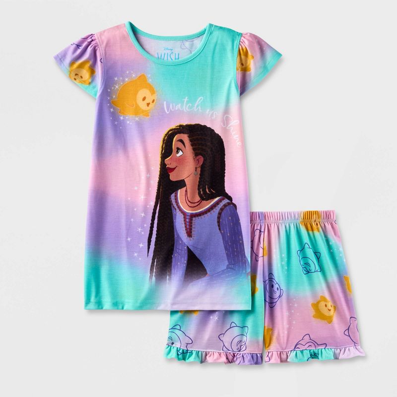 Girls&#39; Disney Wish 2pc Short Sleeve Top and Shorts Pajama Set, 1 of 4