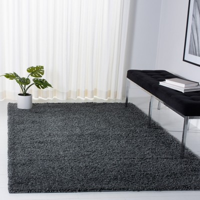 Luxurious Gray Shag 9' x 12' Rectangular Synthetic Area Rug